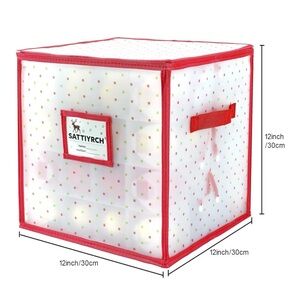 Red Polka Dot ChristmasOrnament Storage Cube